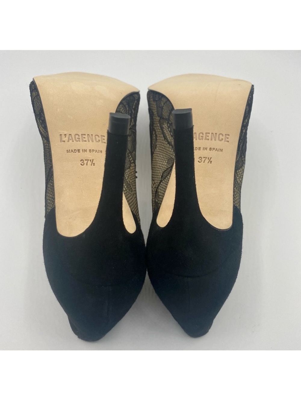 L'AGENCE Simone Black Lace Pointed Toe Heels - Picture 6 of 6